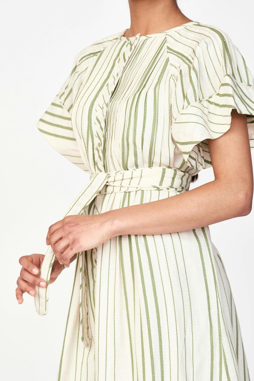 Vienna Pintuck Dress in Garden Stripe