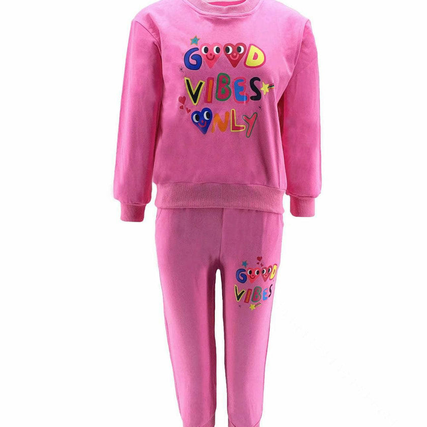 Good Vibes Only Print Sweatshirt And Pant Set