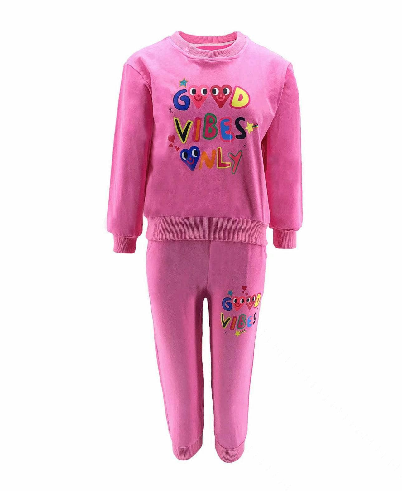 Good Vibes Only Print Sweatshirt And Pant Set