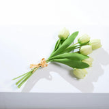 Real Touch White Tulip Faux Floral Everyday Spring Water Illusion Arrangement in Glass Teardrop Vase - Available in Multiple Colors
