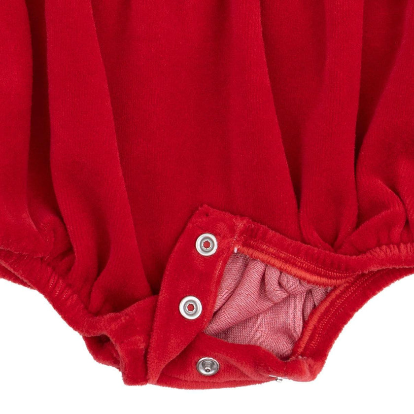 Velour Holiday Red - Velour Bubble with Peter Pan Collar