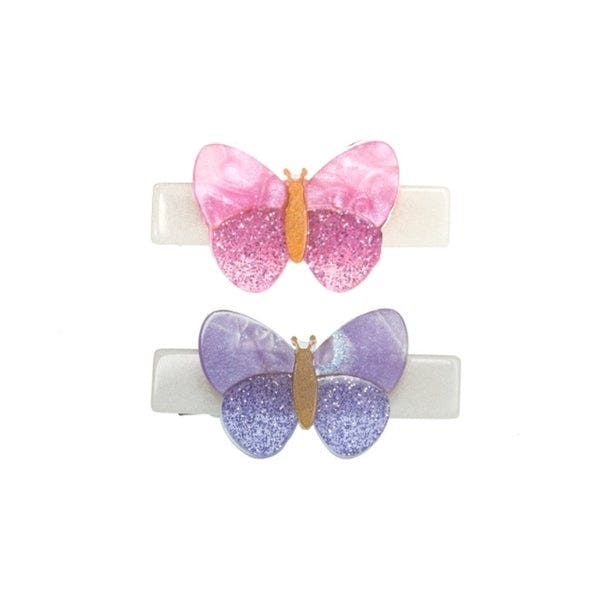 Butterflies Shimmer Lilac Pink Hair Clips