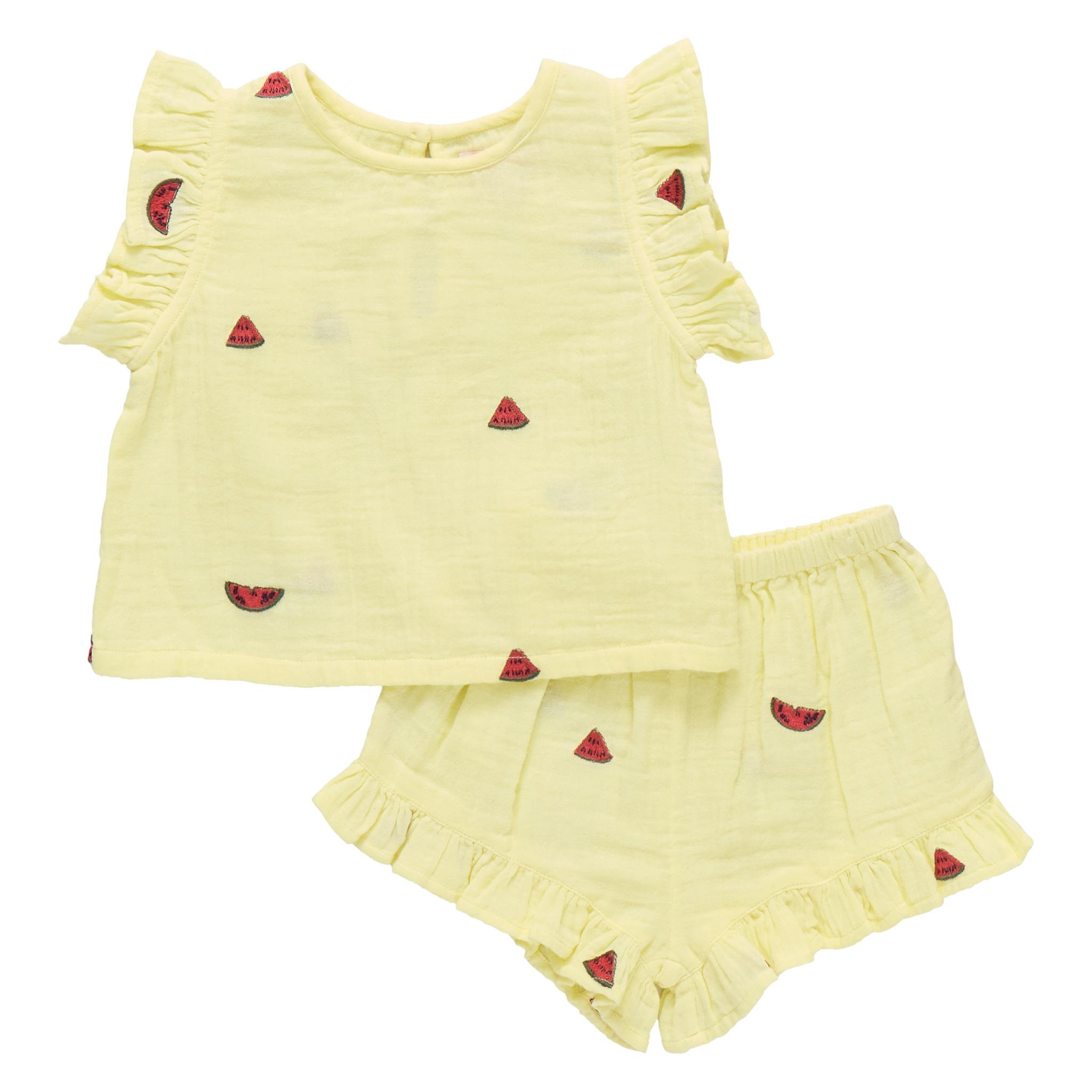 Girls Roey 2-PC Set - Watermelon Embroidery