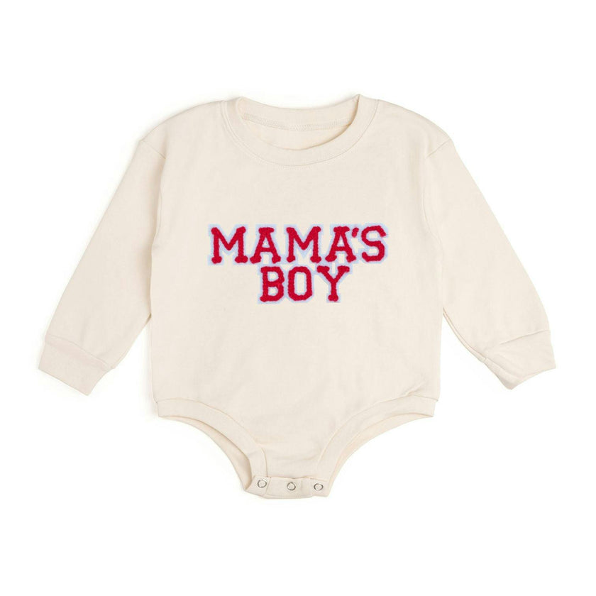 Mama's Boy Patch Long Sleeve Romper