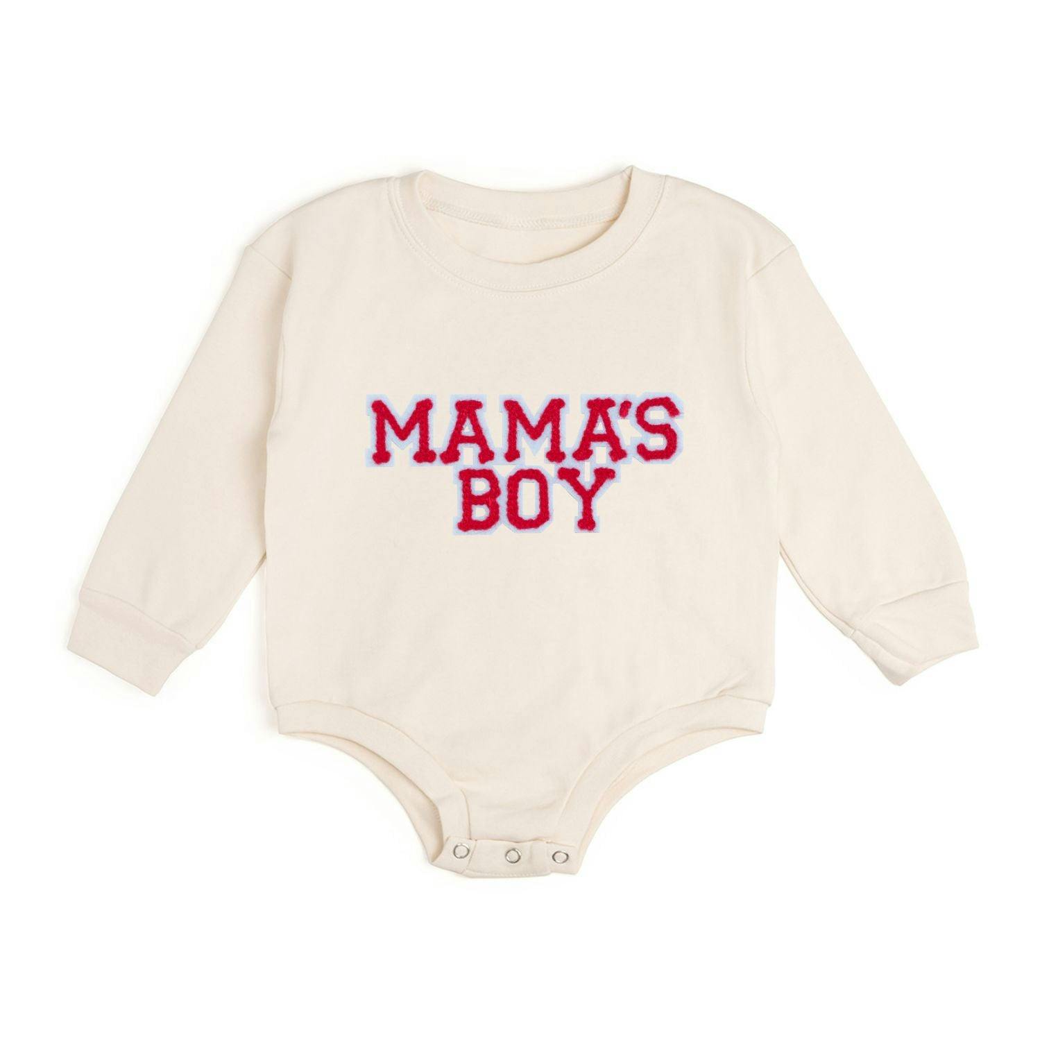 Mama's Boy Patch Long Sleeve Romper