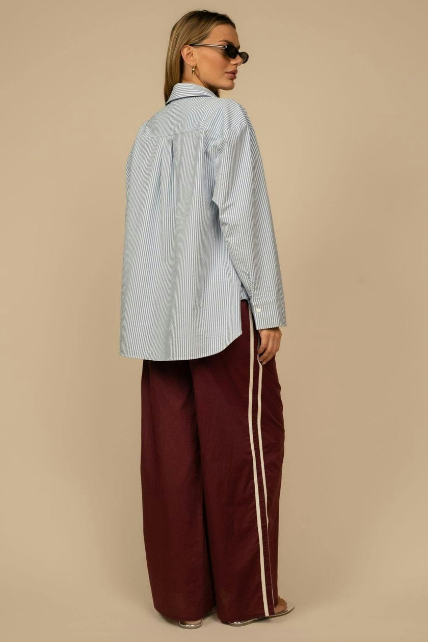 Sporty Drawstring Wide-Leg Pant
