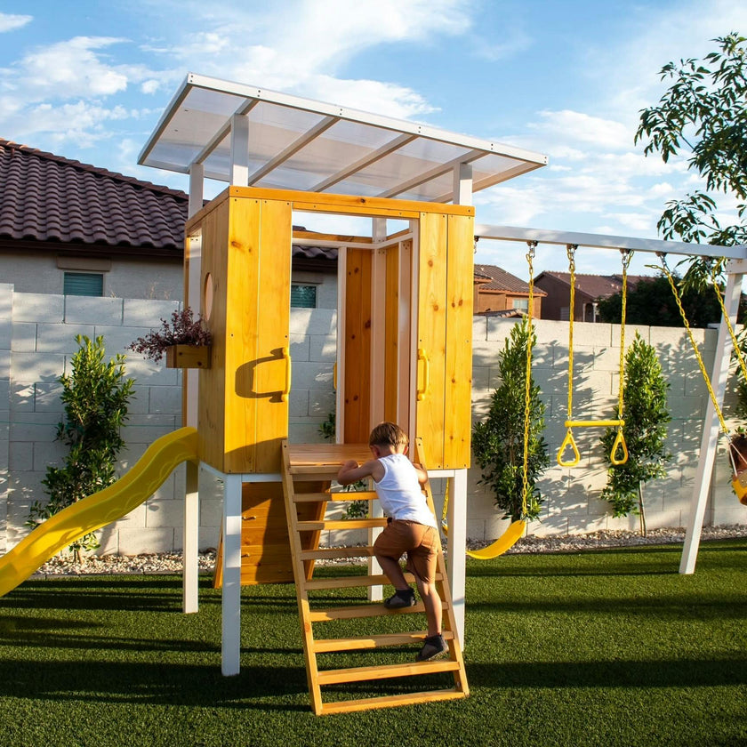 Forest - Modern Backyard Outdoor Swing Set 2 Swings And Trapeze Bar