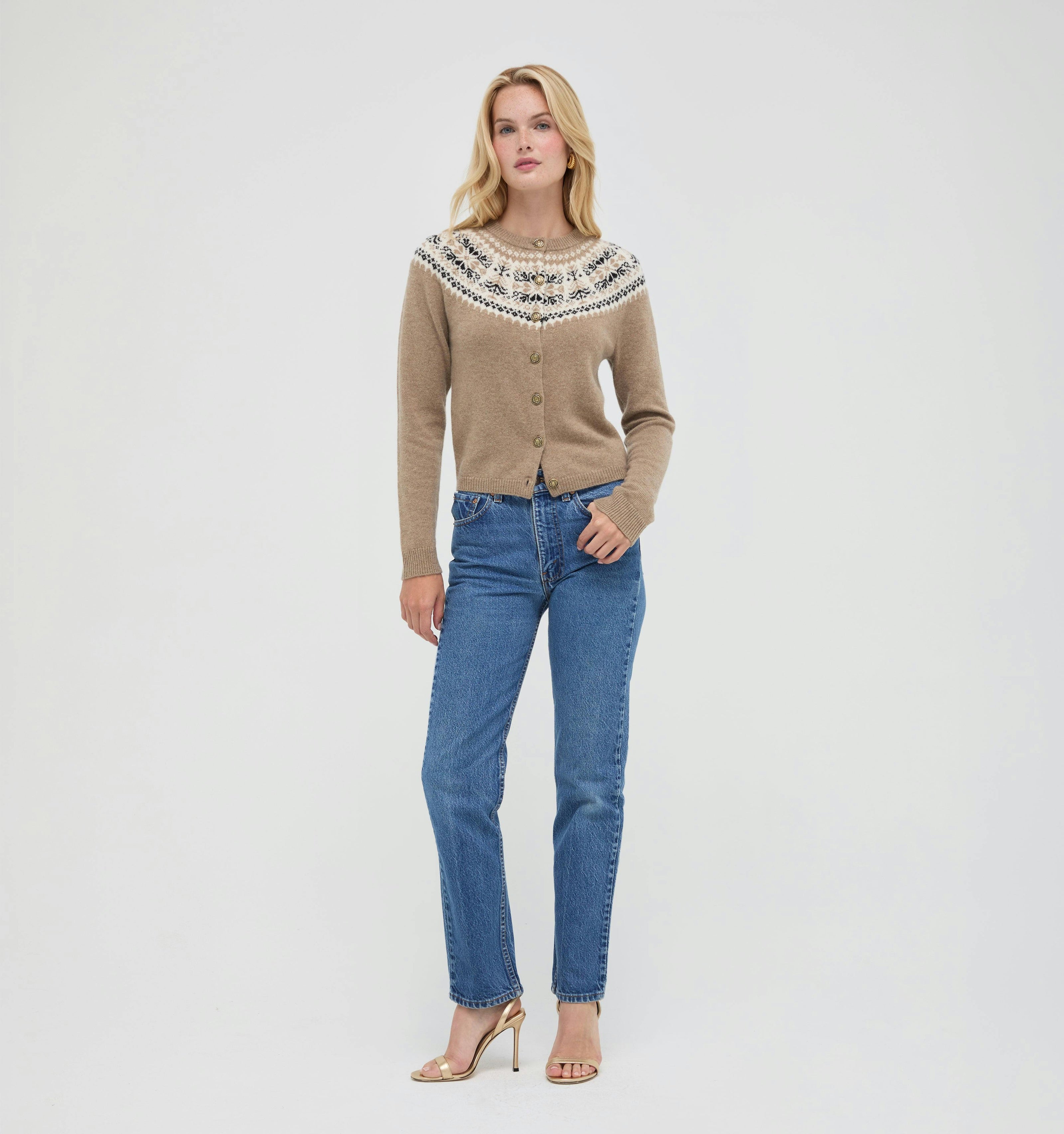 The Sonnet Cardigan - Thistle Fair Isle Taupe Marl