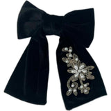 Embroidered Velvet Pearl Hair Bow