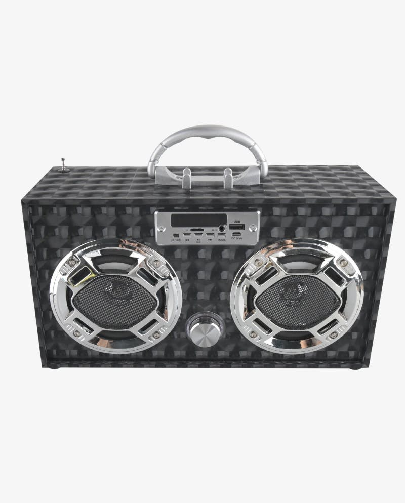 Bluetooth FM Radio W LED  Speakers Black Boombox