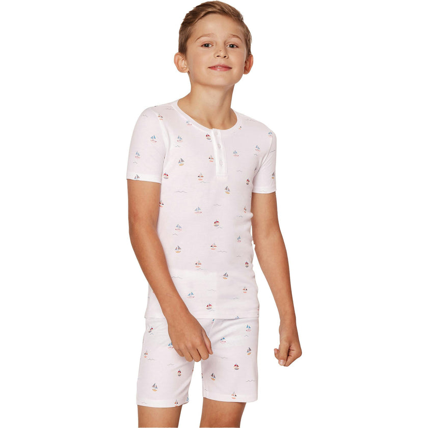 Kid's Pima Snug Fit Pajama Short Set in Bateau