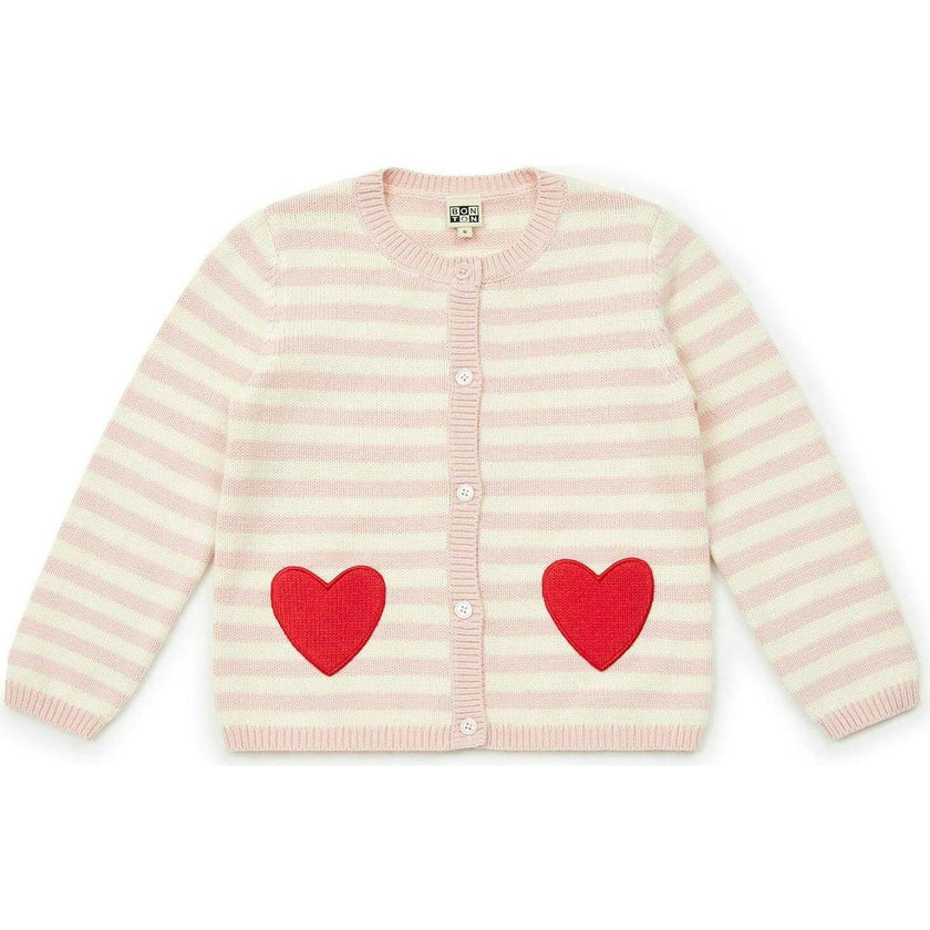 BONTON Madeleine Rose Heart Pocket Cardigan