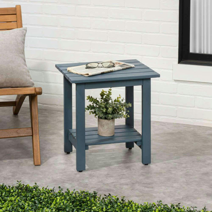 Kellie 16.1" Cottage Classic Slatted Solid Acacia Wood Indoor/Outdoor Shower Bench with Shelf