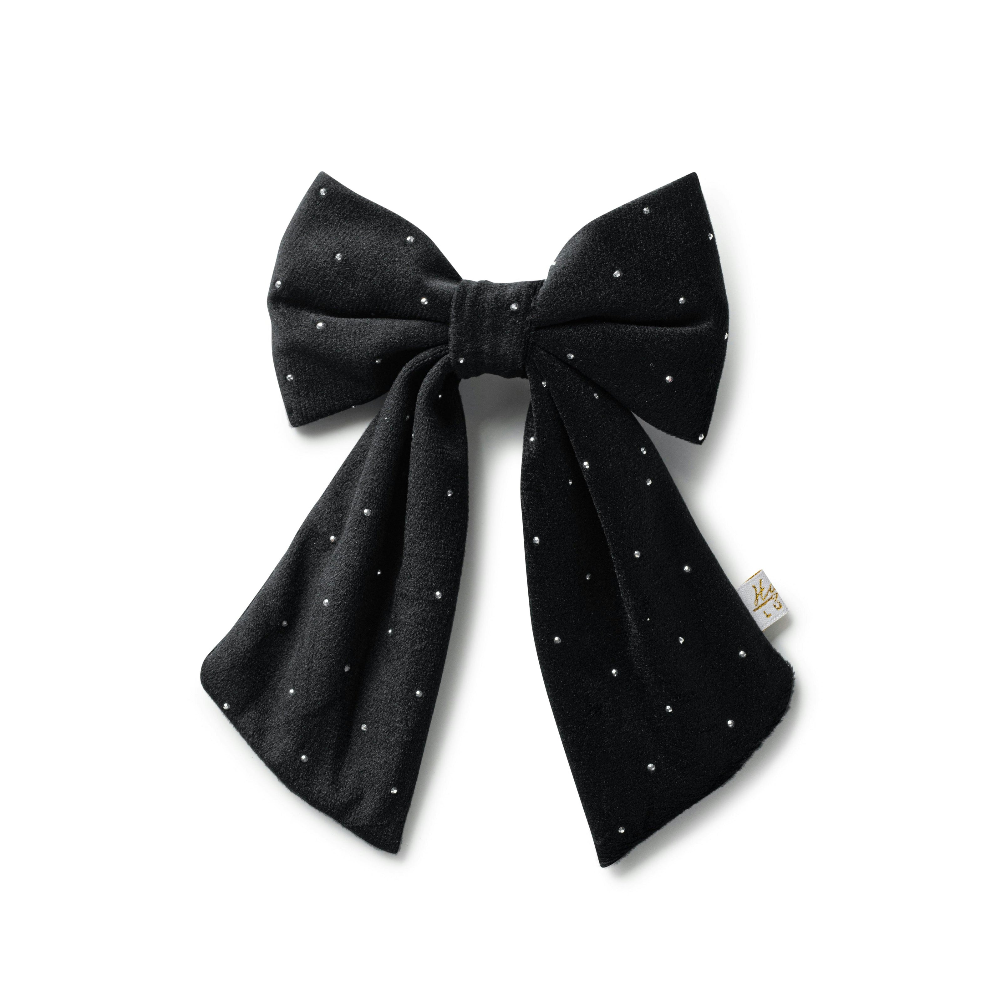Halo Luxe Vivienne Studded Velvet Medium Hair Clip - Black