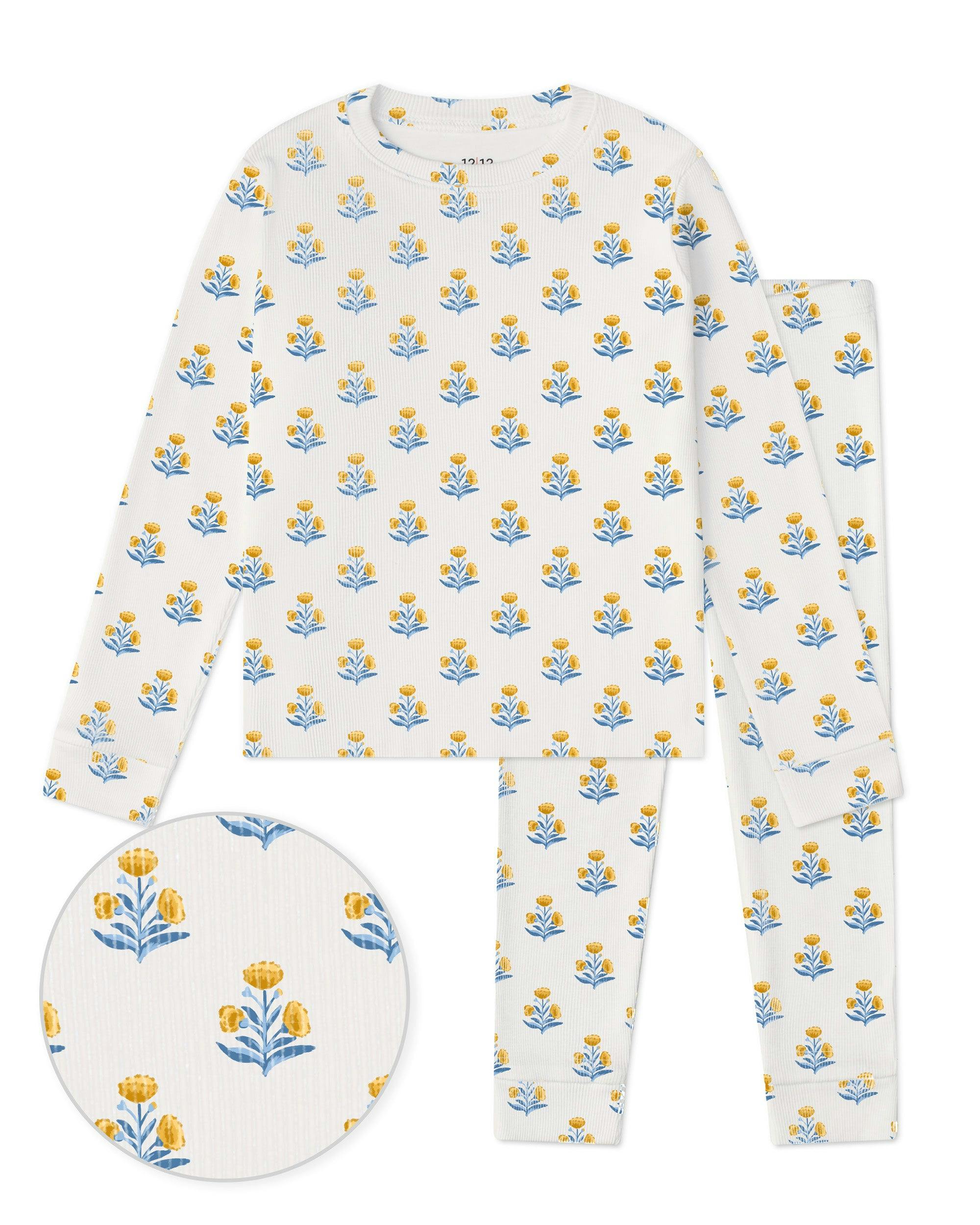 The Organic Long Sleeve Pajama Set [Marigold Block Floral]
