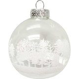 80MM Clear with White Tree Design Glass Ball Ornaments