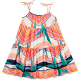 Tie Shoulder Tiered Dress, Multi