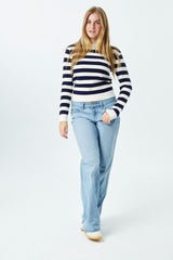 Tiegan Navy & White Stripe Sweater