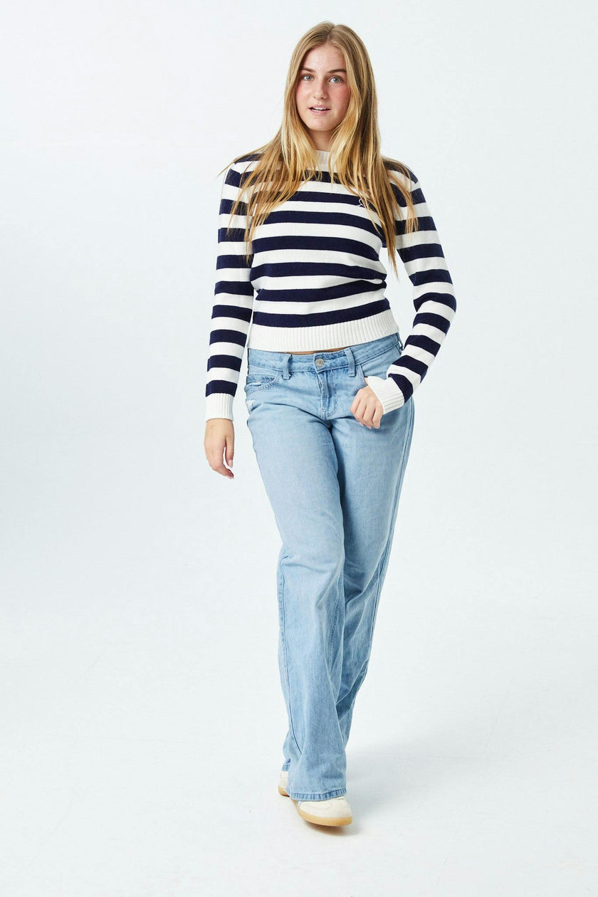 Tiegan Navy & White Stripe Sweater