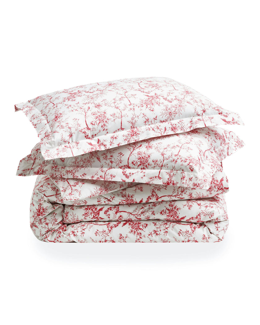Luxe Premium Percale Duvet Set in Red Timeless Toile