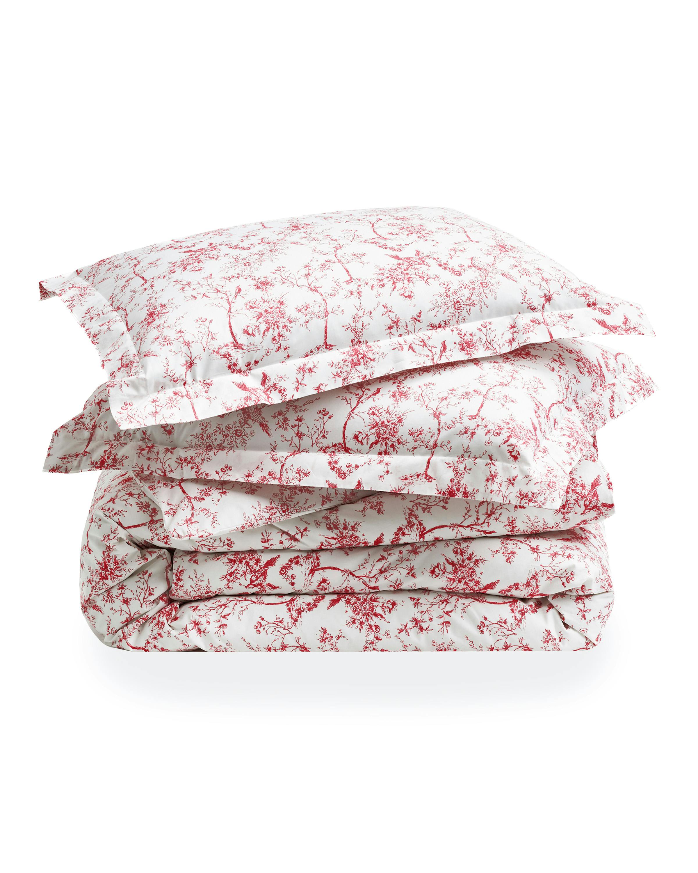 Luxe Premium Percale Duvet Set in Red Timeless Toile