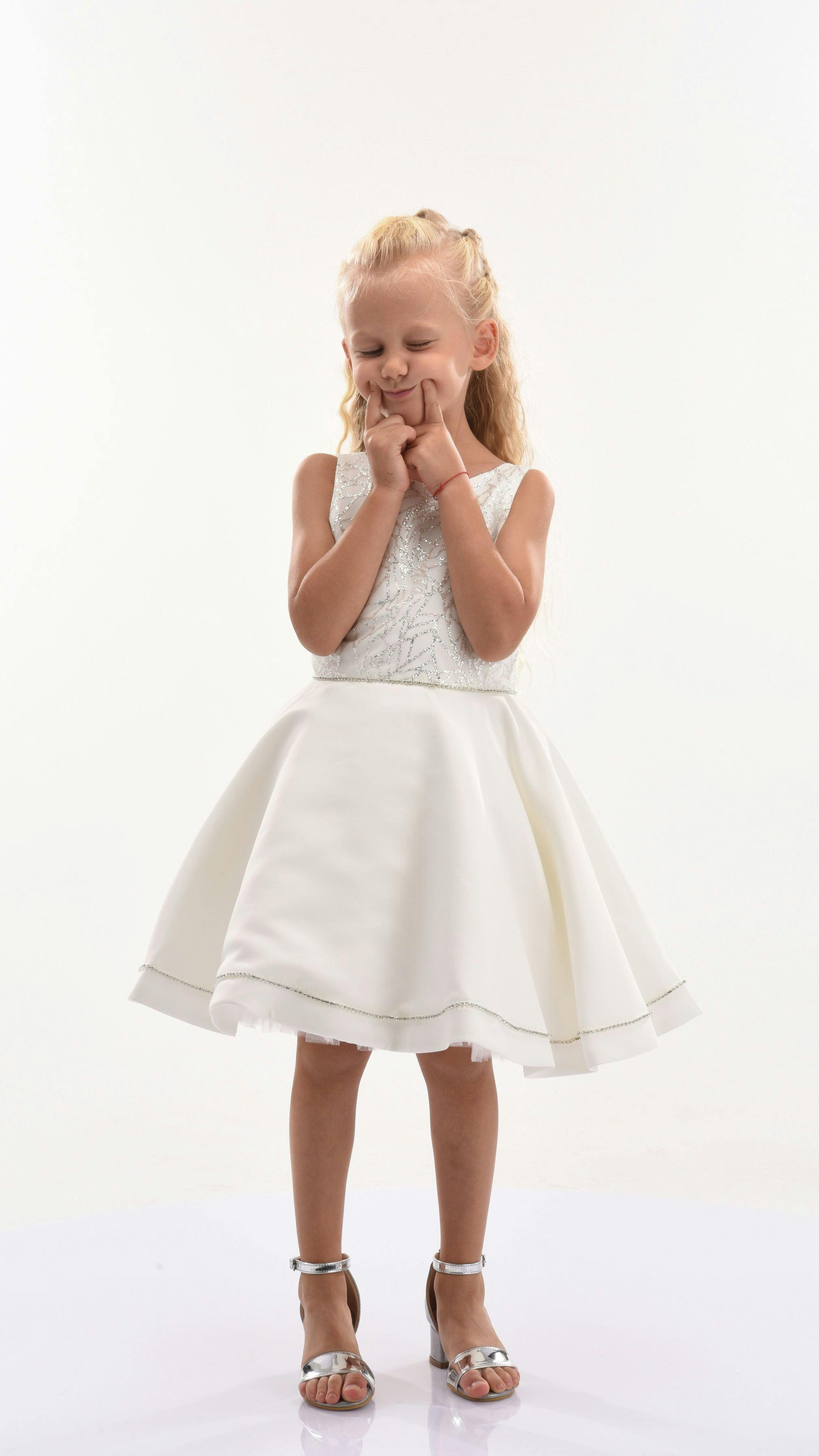 Cream Sleeveless Embroidered Dress