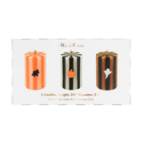 Halloween Striped Pillar Candles