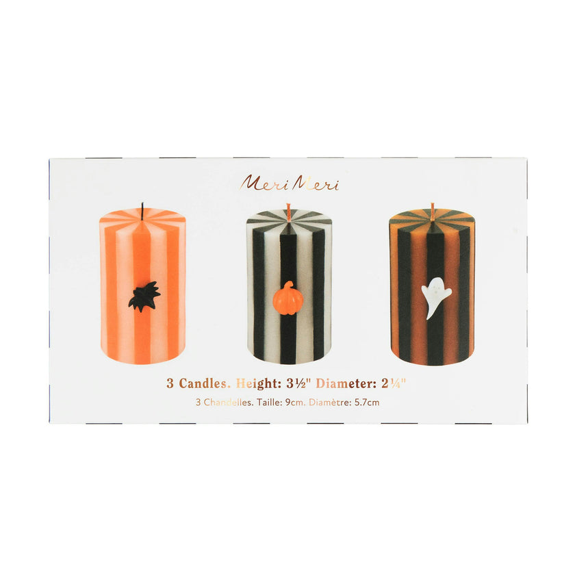 Halloween Striped Pillar Candles