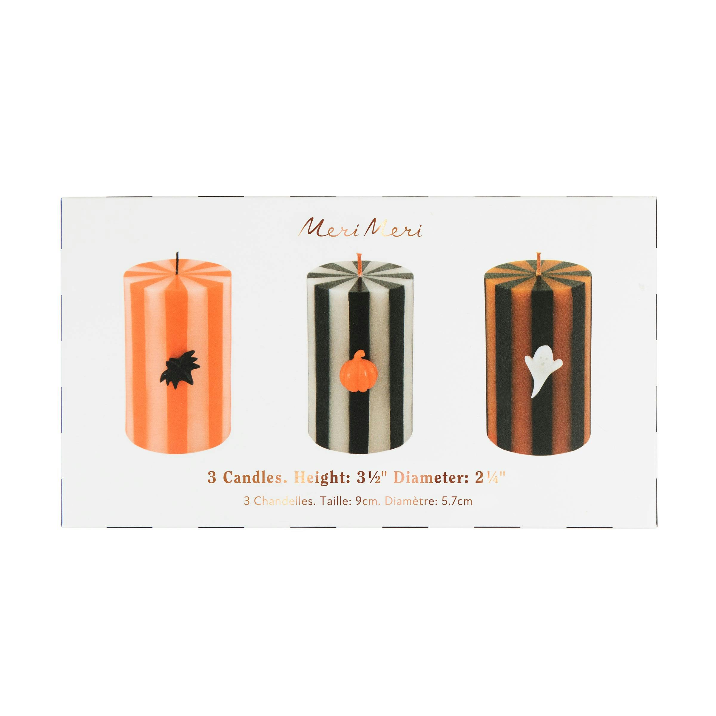 Halloween Striped Pillar Candles