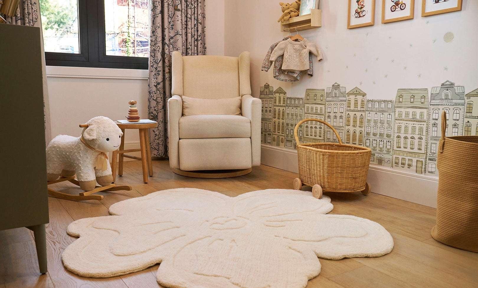 Flower Washable Wool Rug