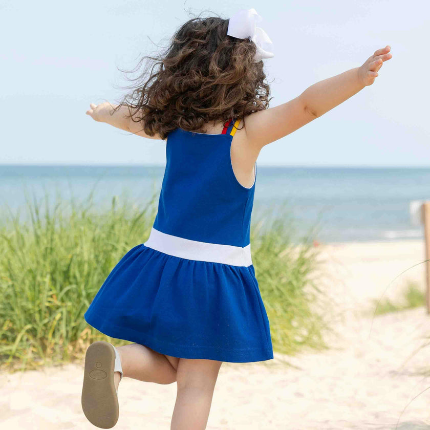 Pique Knit Dress With Sailboat