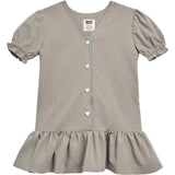 children's vichy frilled dress - foggy brown