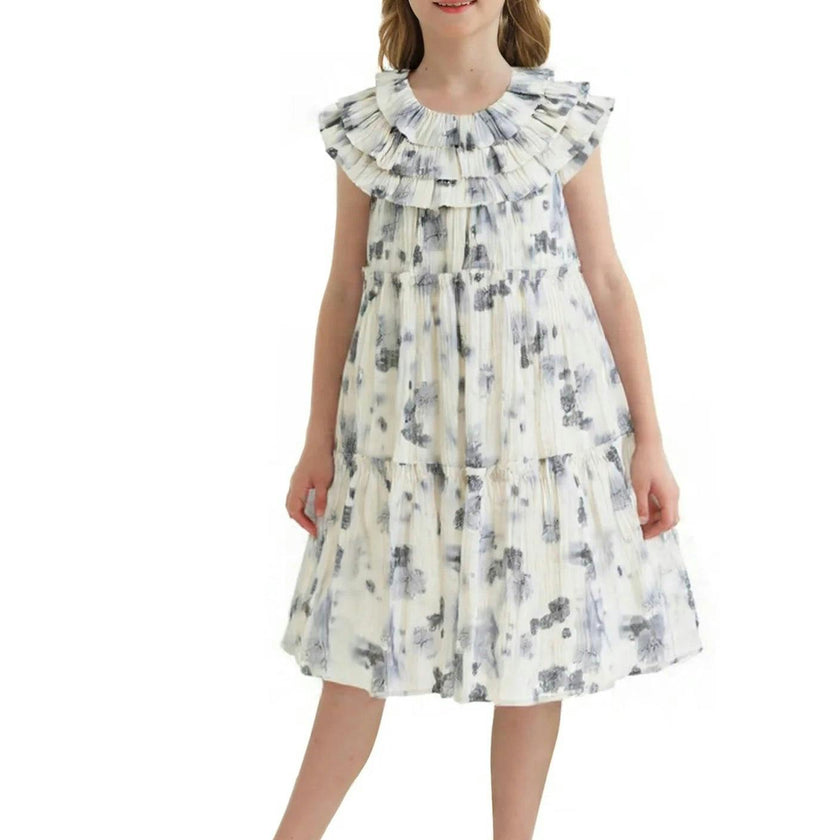 Ivory Floral Short Sleeve Dress