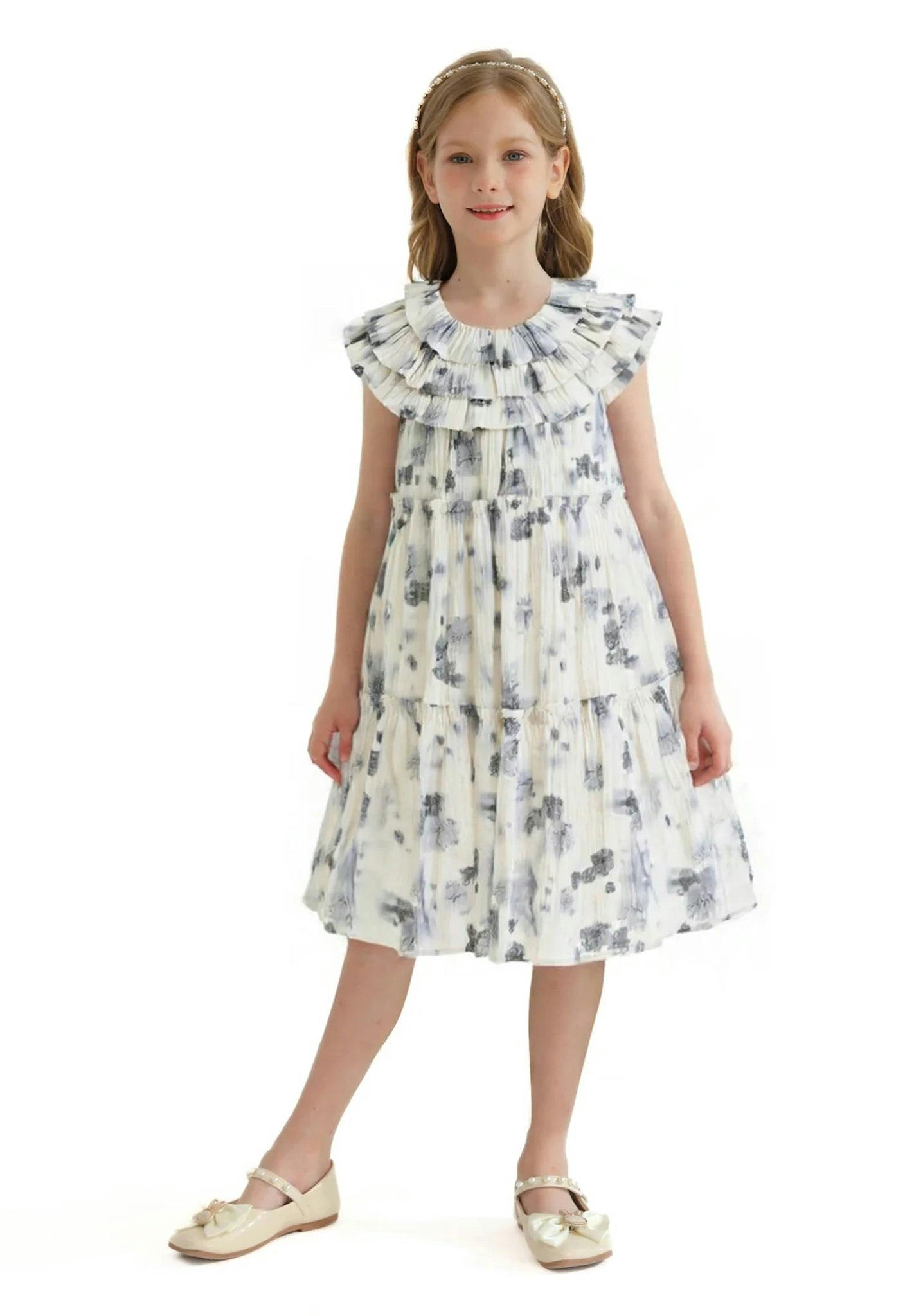 Ivory Floral Short Sleeve Dress