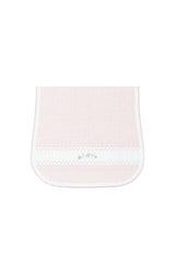 Pink Herringbone Embroidered Burp Cloth