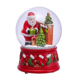 Kurt Adler 100MM Wind-Up Musical Santa With Fireplace Water Globe