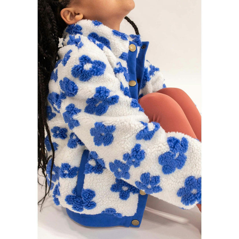 Flower Power Fleece Jacket, Blue