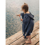 children's linen waffle poncho - blueberry