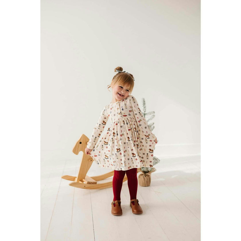 Long Sleeve Henley Dress Christmas Dogs