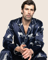 Men's Silk Pajama Set in Panthère de Nuit