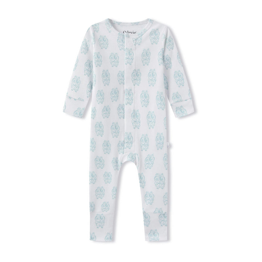 Organic Cotton Magnetic Footie Pajama - Petite Chouette Green
