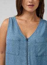 Wide Leg Chambray Maternity and Nursing Jumpsuit