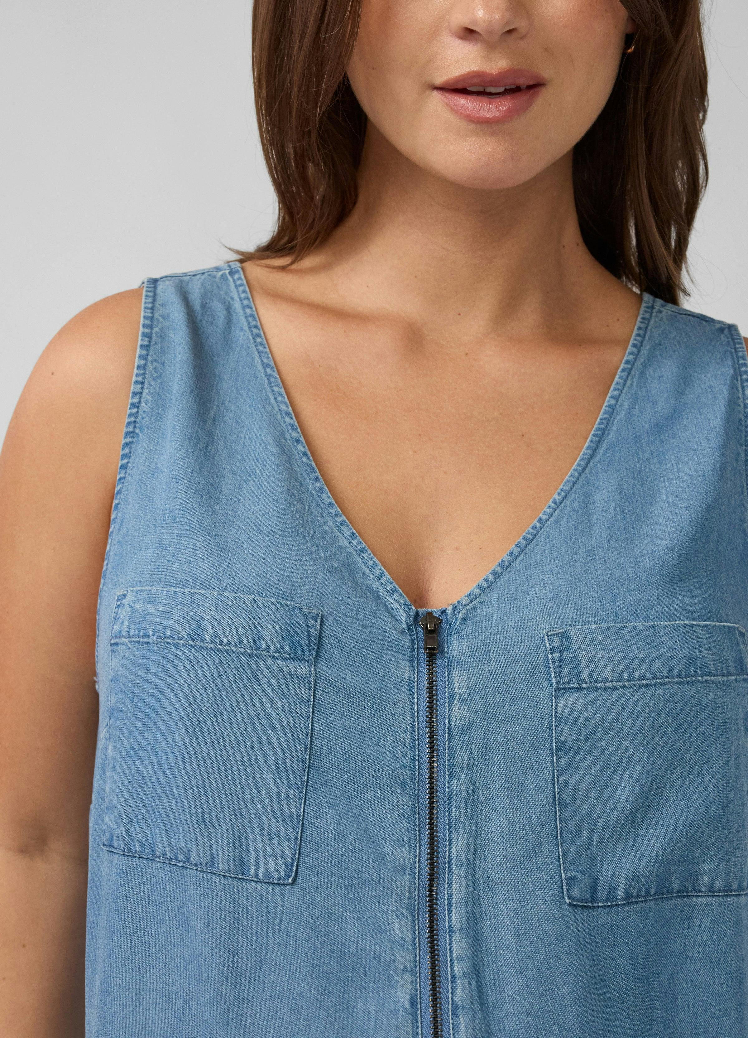 Wide Leg Chambray Maternity and Nursing Jumpsuit
