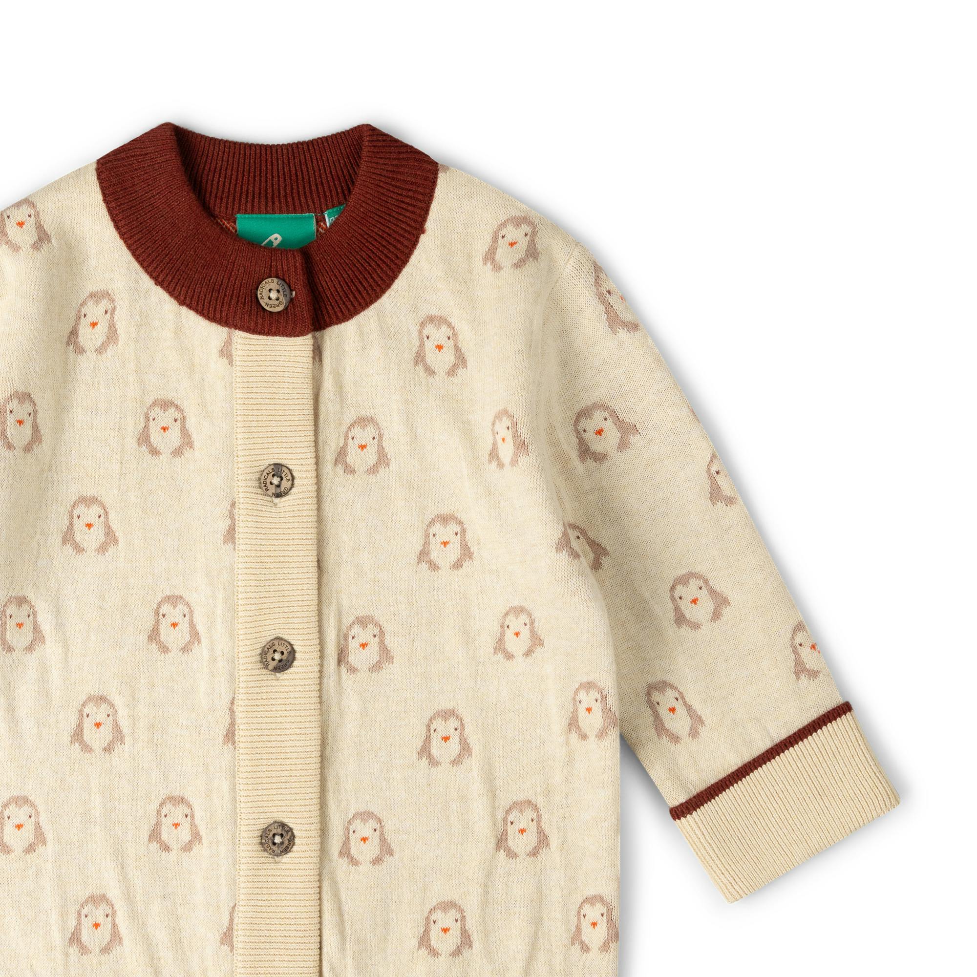 Snow Penguins Knitted Cardigan, Cream