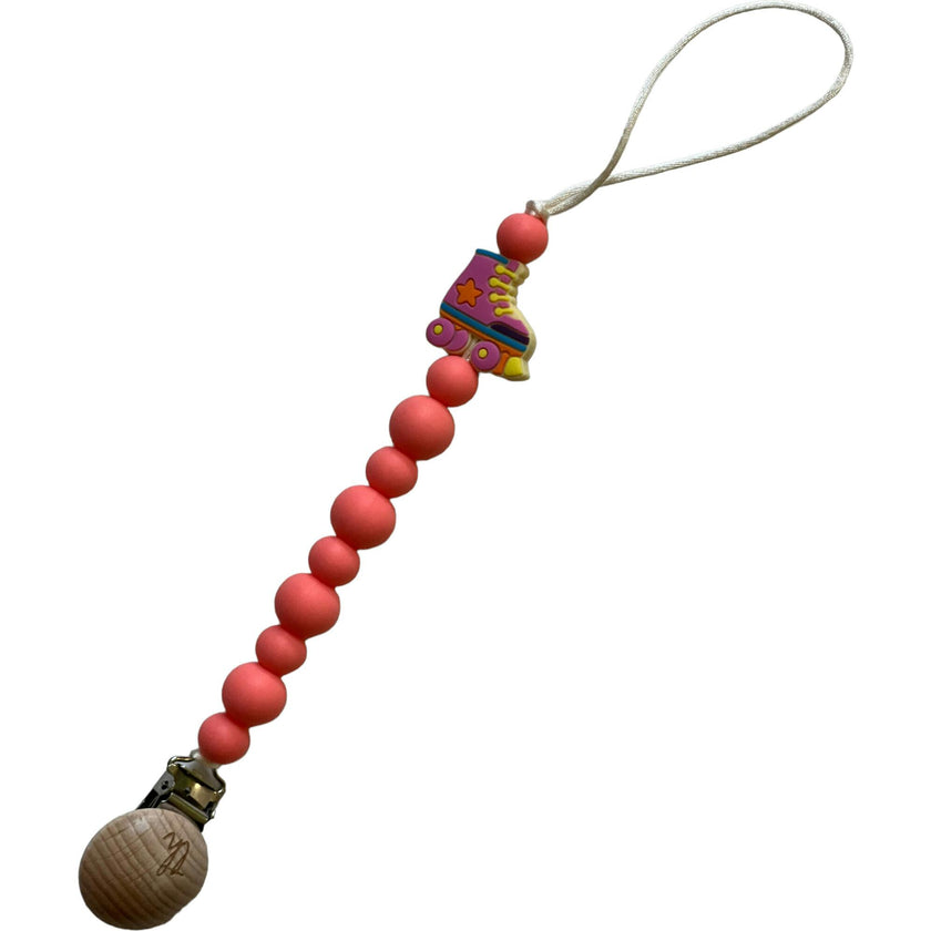 Roller Skates Pacifier And Toy Clip