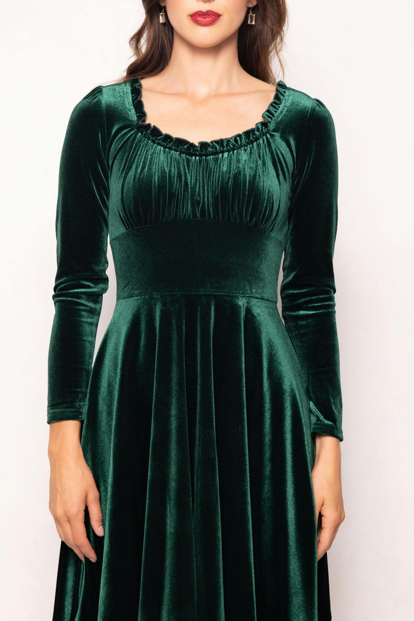 Cypress Dress in Green Velvet