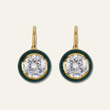 Green Enamel Bezel Drop Earring