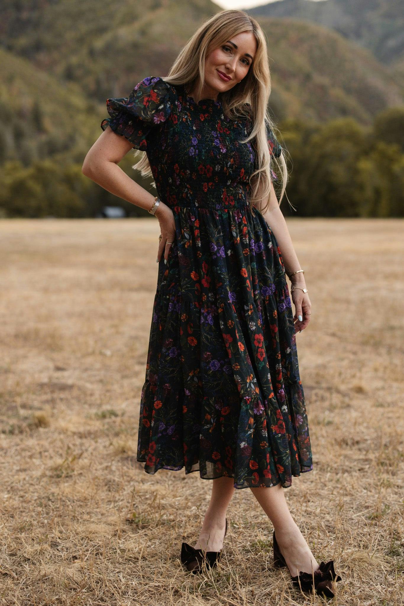Cordelia Dress in Evergreen Vivid Meadow