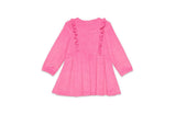 Long Sleeve Ruffle Dress in Pink Corduroy