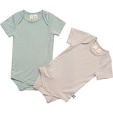 2-Pack Short Sleeve Bodysuit, Sage and Oat